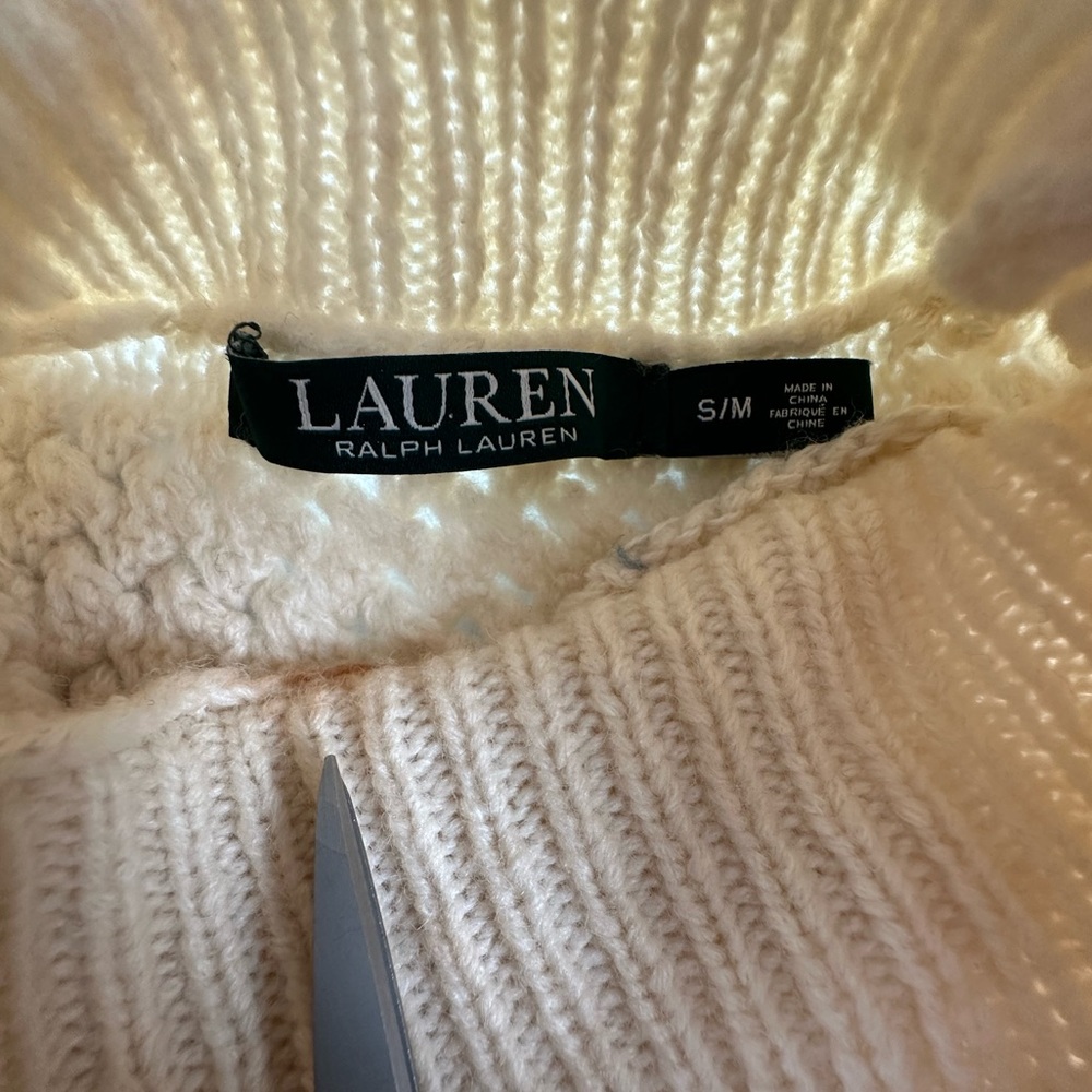 Lauren Ralph Lauren Wool Alpaca Cable Knit Relaxed Poncho Sweater Luxe Heritage - Picture 12 of 12